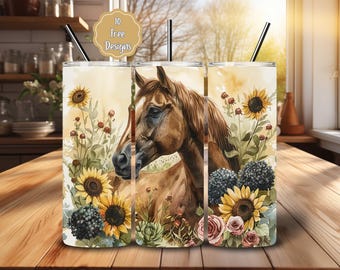 20oz Horse Tumbler Wrap Png Skinny Sublimation Design (Digital Download)