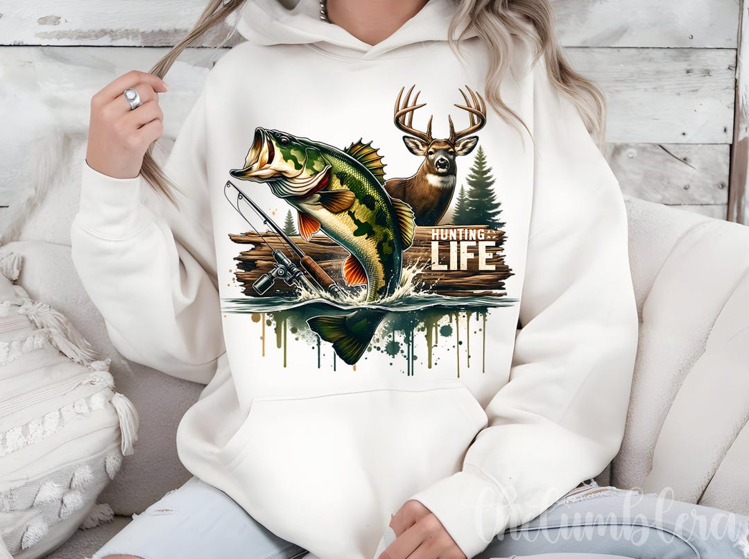 Bass Fish and Deer Hunting Life PNG Sublimation Design (digital ...