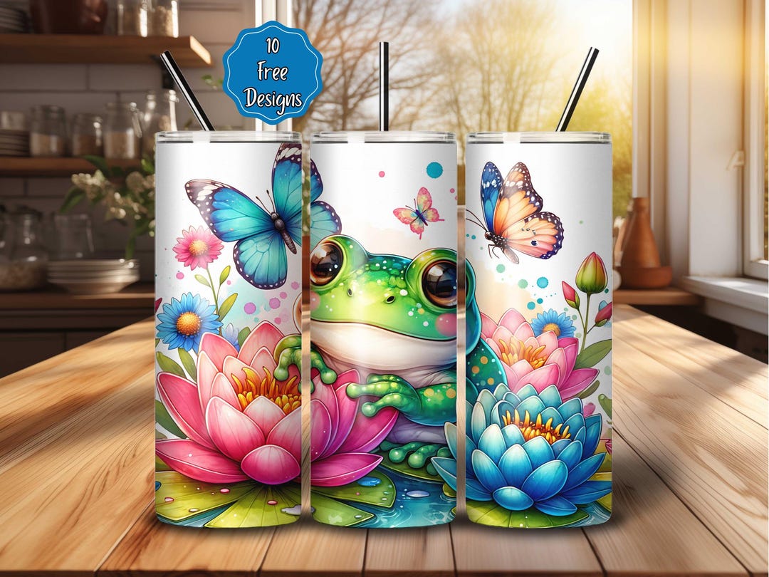 Frog Tumbler Wrap Design: 20oz Skinny Sublimation PNG (digital Download ...