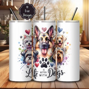 Dog Lover Tumbler Wrap PNG: 20oz Skinny Sublimation Design (Digital Download)