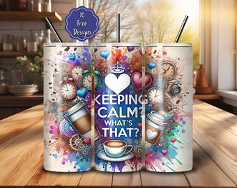 Anxiety 20oz Tumbler Wrap PNG: Skinny Tumbler Mental Health Sublimation Design (Digital Download)
