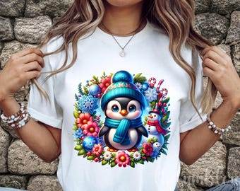 Pingvin PNG: Vinterlanddesign, sublimering för t-shirts, muggar och hantverk (digital nedladdning)