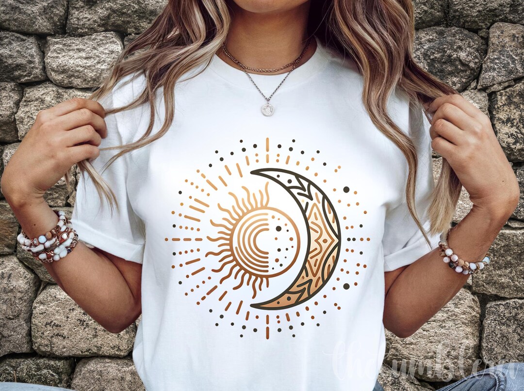 Sun and Moon PNG, Boho Celestial Sublimation Design for Shirts, Mugs ...