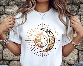 Sun and Moon PNG, Boho Celestial Sublimation Design for Shirts, Mugs & Crafts (Digital Download)