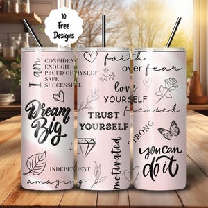 Affirmation Tumbler Wrap: Inspirational Design (20oz Skinny, PNG Digital Download)
