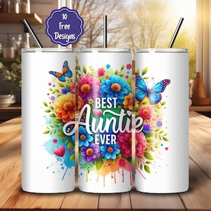 Tante 20 oz Tumbler Wrap Png, Sublimationsdesign für Skinny Tumbler
