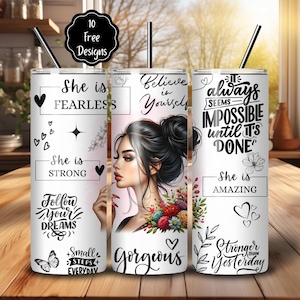 Positive Affirmation Tumbler Wrap: 20oz Skinny Tumbler PNG (Digital Download)