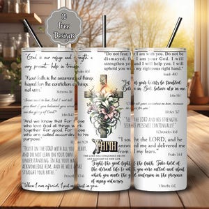 Faith Bible Verse Tumbler Wrap, Christian Sublimation Design (PNG)
