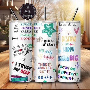 Affirmation Tumbler Wrap: Inspirational Women Design (PNG Digital Download)