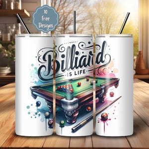 Billiard Tumbler Wrap Design: 20oz Skinny Tumbler Sublimation (PNG Digital Download)