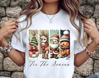 Retro Christmas PNG, Tis the Season Clipart Sublimation Design for Shirts (Digital Download)
