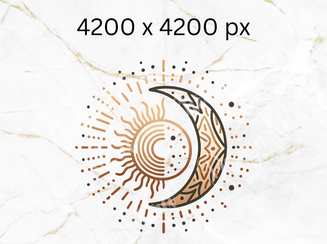 Sun and Moon PNG, Boho Celestial Sublimation Design for Shirts, Mugs ...