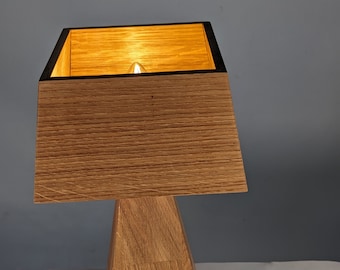 Modern Oak Wood Lamp For Office, Wood Desk Lamp, Minimalist Bedside Lamp, Small Wooden Lamp, Living Room Decor