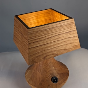 Oak Lamp For Office, Wood Desk Lamp, Minimalist Bedside Lamp, Small Wooden Lamp, Living Room Decor, Handmade Wood Table Lamp