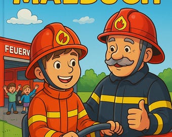 Felix bei der Feuerwehr – Personalisierbares Malbuch mit Ausmalbildern & Vorlesegeschichten | DIN A4 Print | Geschenk ab 4 Jahre