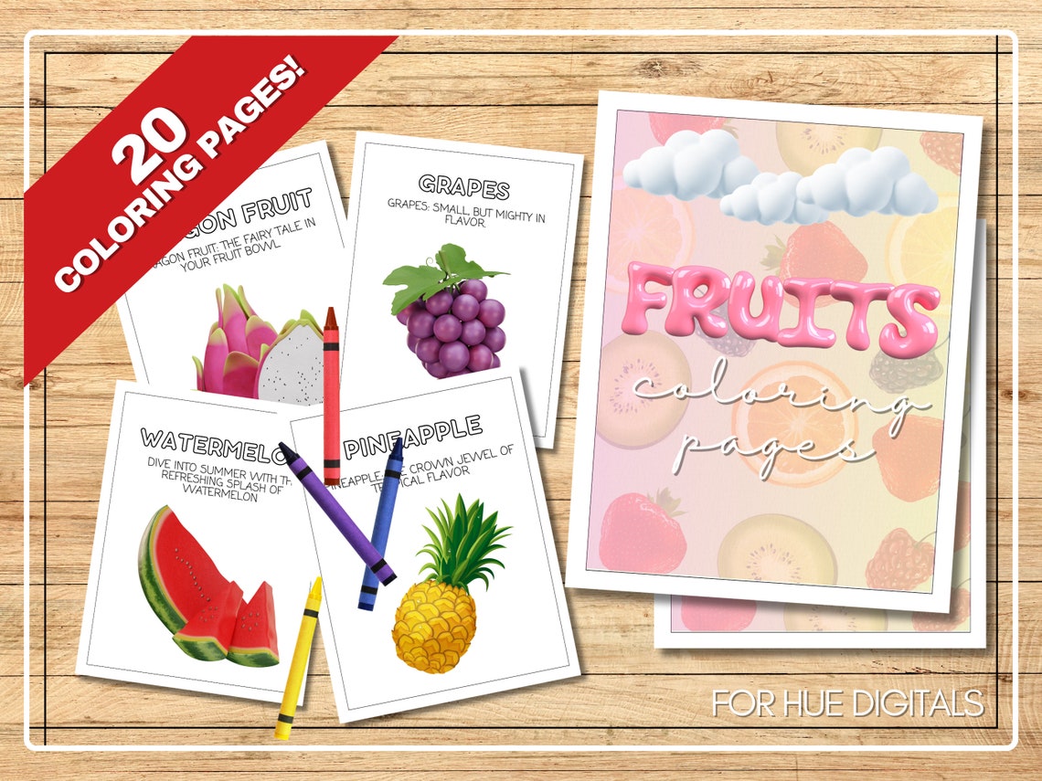 Fruit Coloring Book Coloring Pages Fruity Coloring Instant Download ...