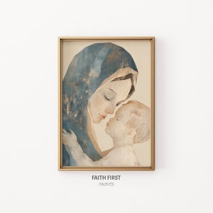 Jungfrau Maria mit Jesuskind | Selige Jungfrau Maria | Jesus Digitaler Download | Katholische Wandkunst | Christliche Wohnkultur