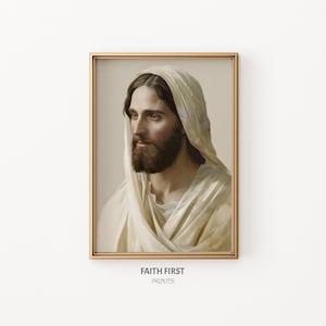 Portrait de Jésus | Art mural Christ | Impression d'art Jésus Peinture chrétienne | Art SDJ | Décoration d'intérieur religieuse