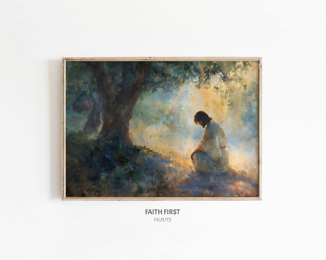 Jesus Praying in Garden of Gethsemane | Good Shepherd | Jesus Wall Art ...