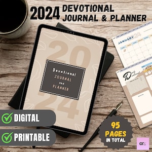 2024 Digital Planner Printable Daily Devotional Journal | Christian Planner 2024 Prayer Journal Kit Guided Journal
