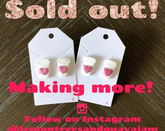 Valentine Coffee Stud Earrings - sold out - restock coming