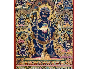 Mahakala Thanka, Protection Deity, Kadampa Style, Religious Decor, Tibetan Wall hanging, Master Painting, Ritual Items