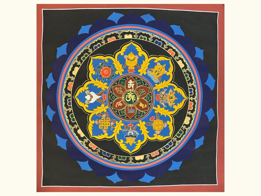 Authentic Sacred Ashtamangala Mandala – Tibetan Buddhist Protective ...
