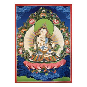 Hand-Made Vajrasattva Thangka, Bodhisattva Vajrasattva Wall Hanging, Buddhist Shrine Decor, Tibetan Buddhist Purification Art, Ritual Art