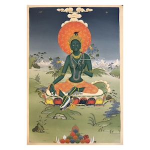 50x75cm Green Tara Thangka Painting, Goddess of Love, Enlightened Thangka, Master Painting, Ritual Items, Embodiment of Purity, Karma Gardri