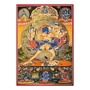 Kalachakra Thangka Painting, Wheel of Time, Kalachakra Meditation Tools, Wall Hanging, Himalayan Art, Spiritual Practice, Tantric Artifact