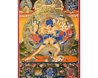 Kalachakra Thangka Painting, Wheel of Time, Kalachakra Meditation Tools, Wall Hanging, Himalayan Art, Spiritual Practice, Tantric Artifact
