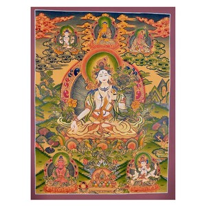 White Tara Thangka Painting: Himalayan Buddhist Art, Seven-Eyed Mother