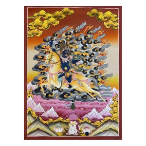 Palden Lhamo Thangka Painting, Protectors of Dharma, Shri Devi, Wrathful Female Deity  Eliminate Harmful Influences, Spiritual Art Work