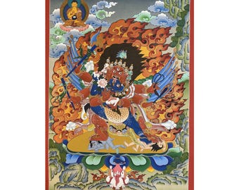 Master Quality Hayagriva, Horse-Necked, Tantric Meditation Buddha, Destroy Ignorance, Tibetan Wall hanging, Hand-Made, Yidam Thangka