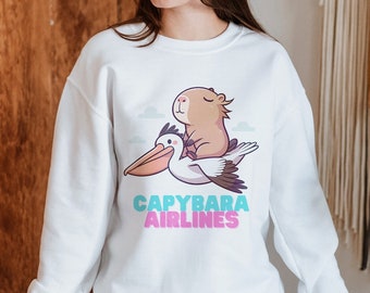 Capybara Sweatshirt, Cute Pelican, Capybara Airlines