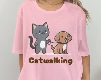 Katt och hund-tröja, söt kattunge-tröja, söt hund-tröja, catwalk-tröja, rolig ordvits-tröja, katt-ordvits-tröja, present till henne, present till honom, kattälskare