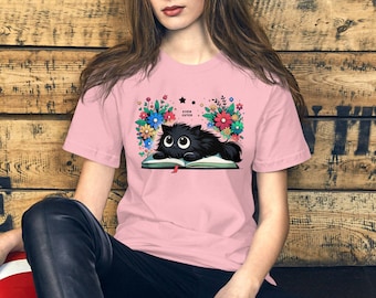 Maglietta con gatto nero, regali per gatto nero, maglietta con gatto, gattino, maglietta con gatto di Halloween, maglietta con gatto, maglietta da donna con gatto, maglietta con gatto da donna, mamma gatto