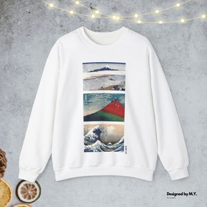 The Great Wave off Kanagawa Sweatshirt, Ukiyo-e Art Sweatshirt, Hokusai Tee, Japanese Artsy Painting Clothing Mt. Fuji Sweat fugaku 36 Kei
