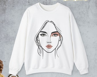 Minimalist Face Line Art Sweatshirt, Abstract Aesthetic Sweater