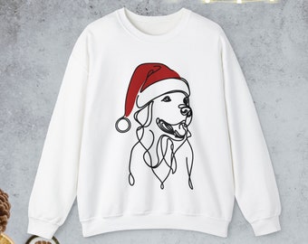 Golden Retriever Christmas Sweatshirt: Santa Dog Line Art