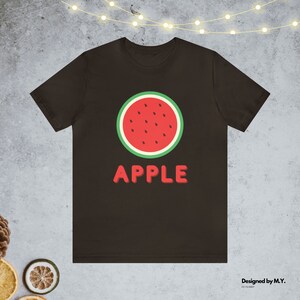 Apple T-Shirt, Watermelon Shirt, Quirky Fruit Graphic Tee, Funny Unisex Cotton Shirt, Playful Summer Top, Unique Gift Idea