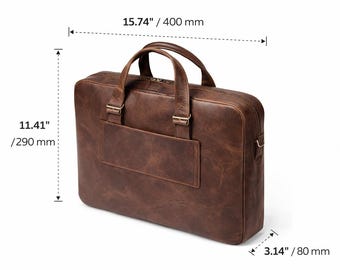 Volnerf leren aktetas, vintage werktas, 15-inch laptoptas, tas