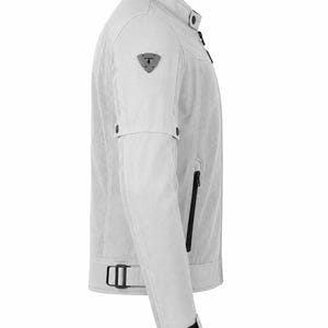 Jaqueta de motociclismo masculina em malha branca | Jaqueta de verão para pilotar | Jaqueta de motociclista respirável | Equipamento de motociclismo para turismo, compatível com proteções CE imagem 5