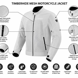 Pode incluir: Um casaco de mota em malha cinzento-claro Timberhide com gola de bot&atilde;o de press&atilde;o, fecho frontal YKK, bolsos com fecho e molas ajust&aacute;veis nas mangas e punhos. O casaco inclui pain&eacute;is de malha e &eacute; fabricado em poli&eacute;ster 600D.