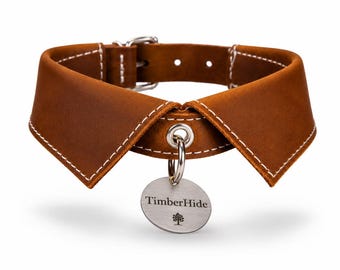 Leren hondenhalsband met gepersonaliseerd naamplaatje, op maat gemaakte halsband voor schattige honden, elegante trouwoutfit voor huisdieren, gegraveerd luxe cadeau