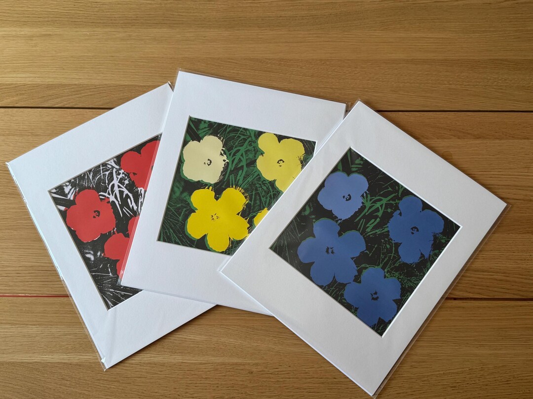 Andy Warhol Flowers X3 Prints; 4 Yellow, 4 Red, Green & Blue - Etsy
