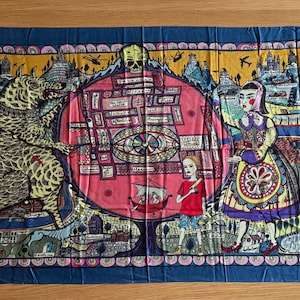 Pañuelo de seda Grayson Perry, Mapa de verdades y creencias, Nueva edición británica, increíble para coleccionistas.