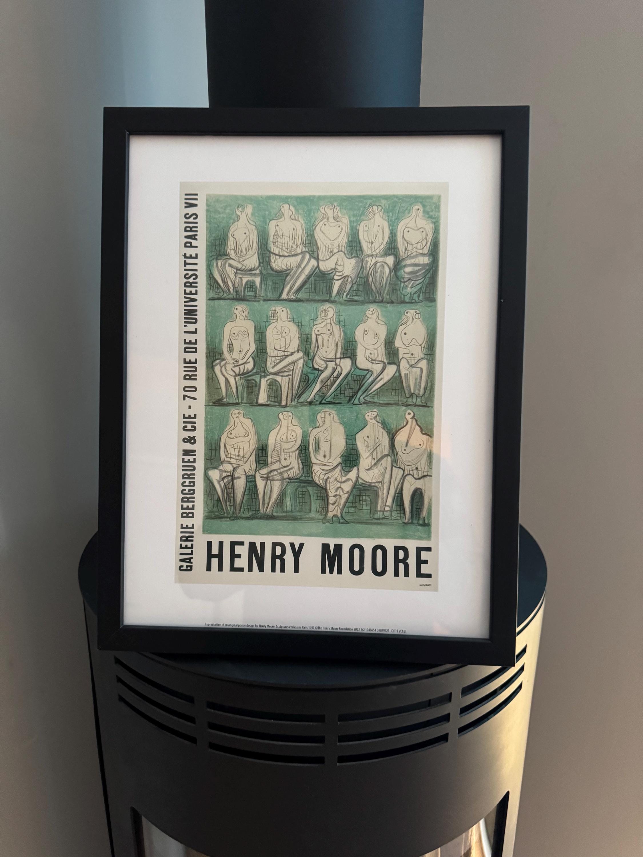 Impression Encadrée Henry Moore Sculptures Et Dessins Paris 1957 - Édition 2024, Cadre Noir