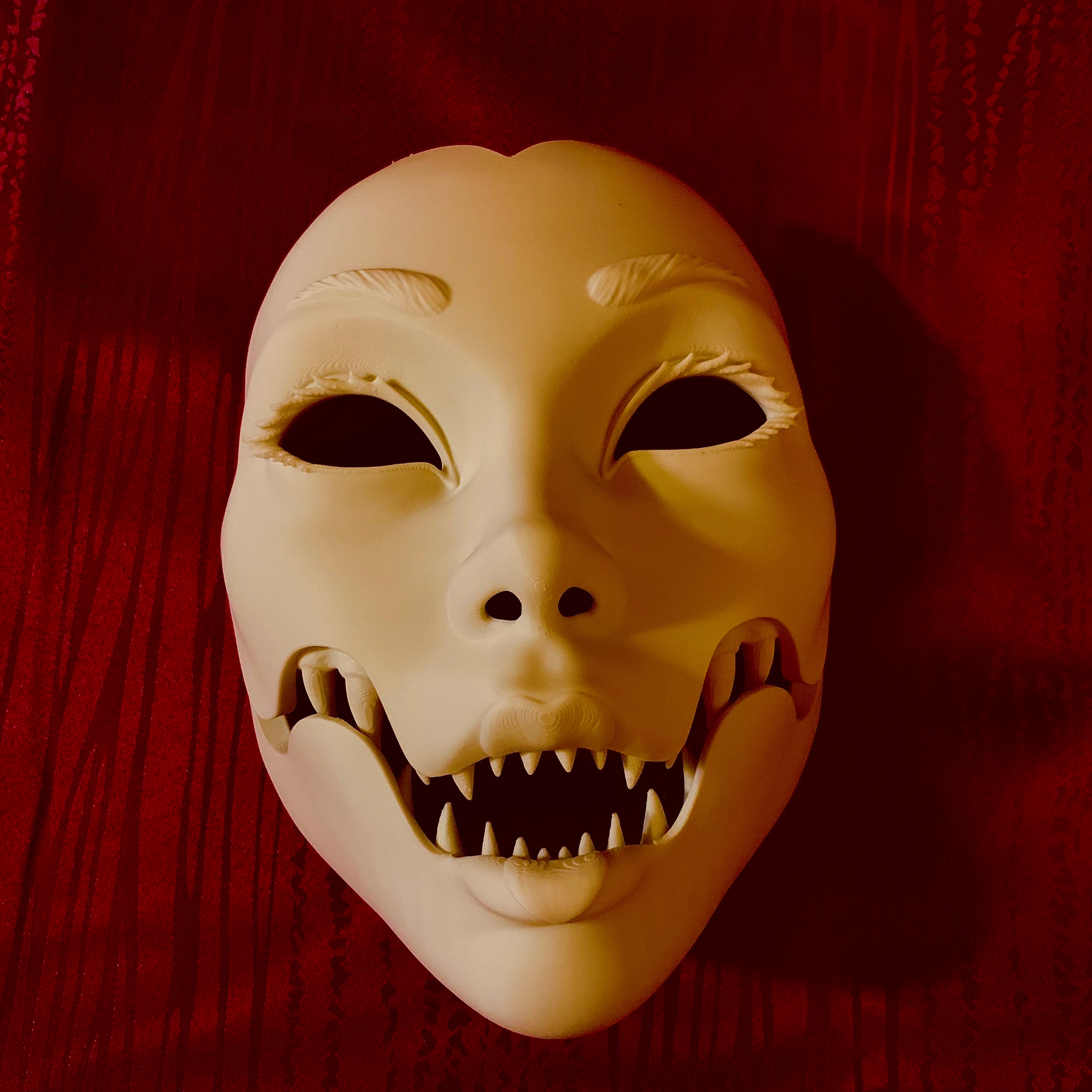 Geisha Masquerade Horror Mask, Cosplay Mask with Movable Jaw.