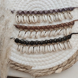 Makramé fotlänk - Snäckfotlänk - Fotdekoration - Bohemisk stil - Boho fothalsband - Zigenarkvinna - Sommarsmycken - Tribal kvinna